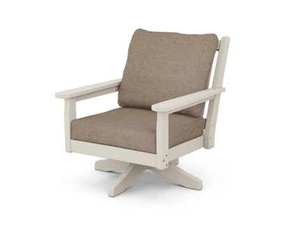 POLYWOOD® Chippendale Deep Seating Swivel Chair in Sand / Spiced Burlap