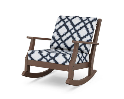 Country Living Wovendale Deep Seating Rocking Chair in Mahogany / Trellis Marine Indigo