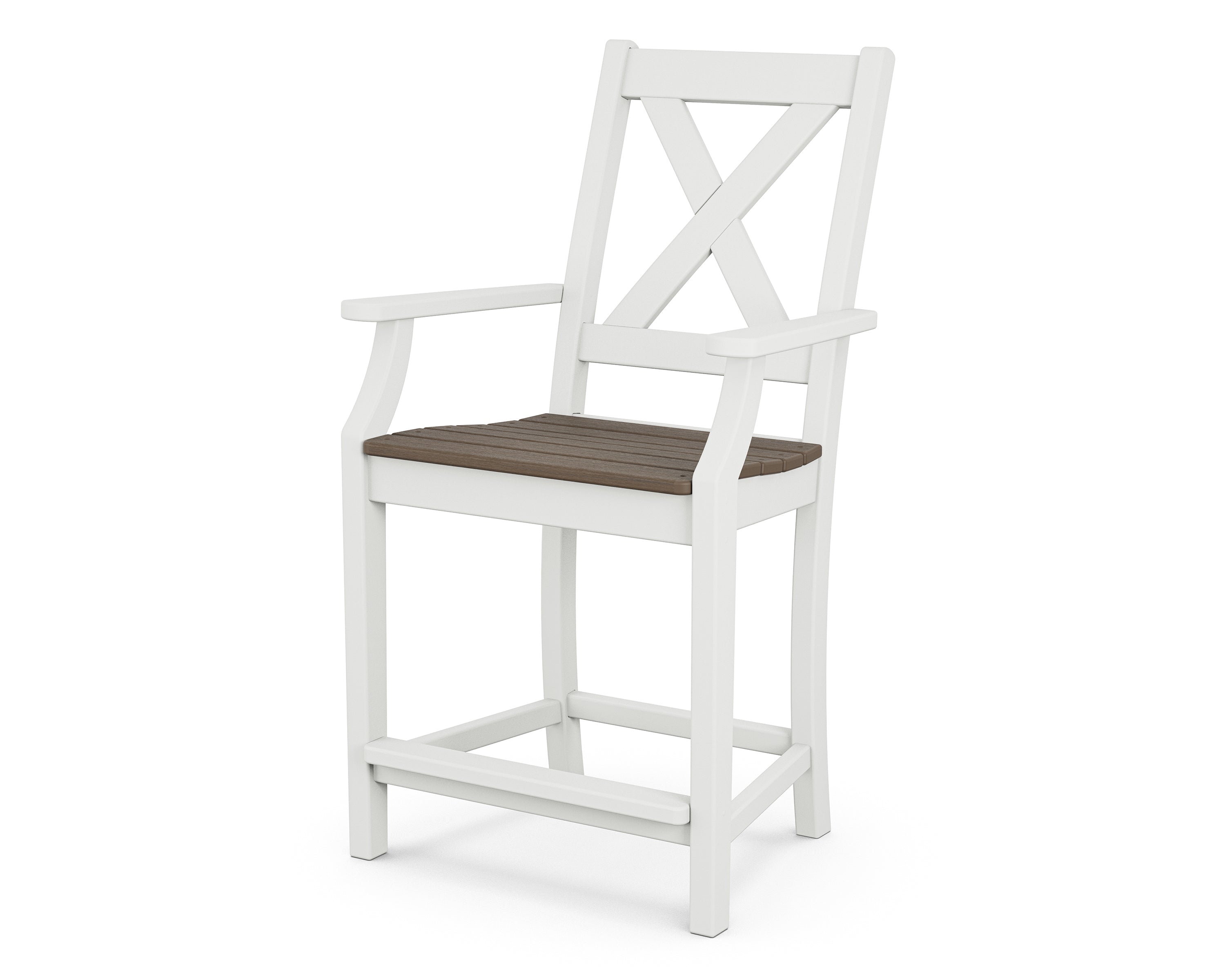 POLYWOOD® Braxton Counter Arm Chair in White / Kona