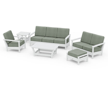 POLYWOOD® Harbour 6-Piece Outdoor Living Set in White / Cast Sage