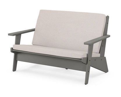 POLYWOOD® Riviera Modern Lounge Loveseat in Slate Grey / Dune Burlap