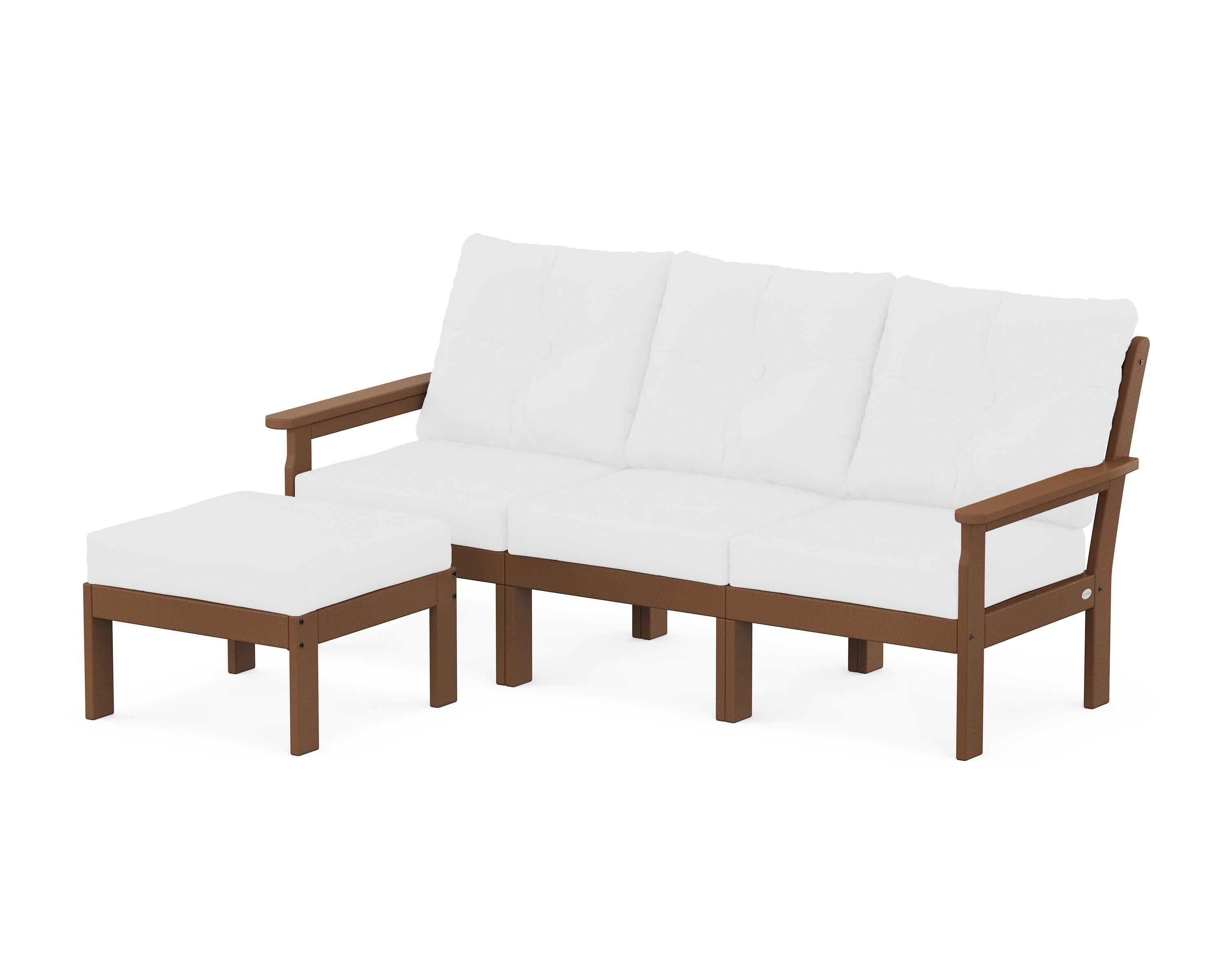 POLYWOOD® Vineyard 4-Piece Sectional with Ottoman in Teak / Natural