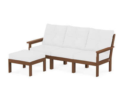 POLYWOOD® Vineyard 4-Piece Sectional with Ottoman in Teak / Natural