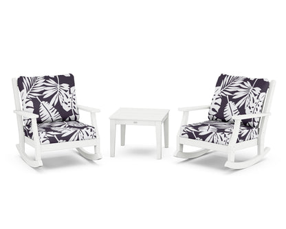 Country Living Wovendale 3-Piece Deep Seating Rocker Set in White / Leaf Navy