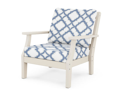 Martha Stewart by POLYWOOD® Chinoiserie Deep Seating Chair in Sand / Trellis Sky Blue