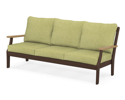 POLYWOOD® Braxton Deep Seating Sofa in Mahogany / Natural / Chartreuse Boucle