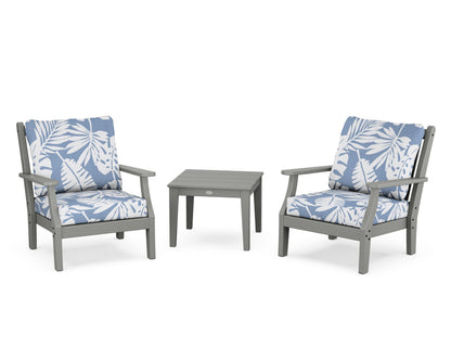 Country Living Wovendale 3-Piece Deep Seating Set in Slate Grey / Leaf Sky Blue