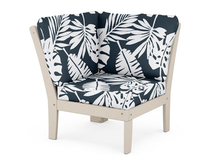 POLYWOOD® Braxton Modular Corner Chair in Sand / Leaf Marine Indigo
