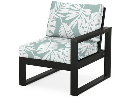 POLYWOOD® EDGE Modular Right Arm Chair in Black / Leaf Glacier Spa
