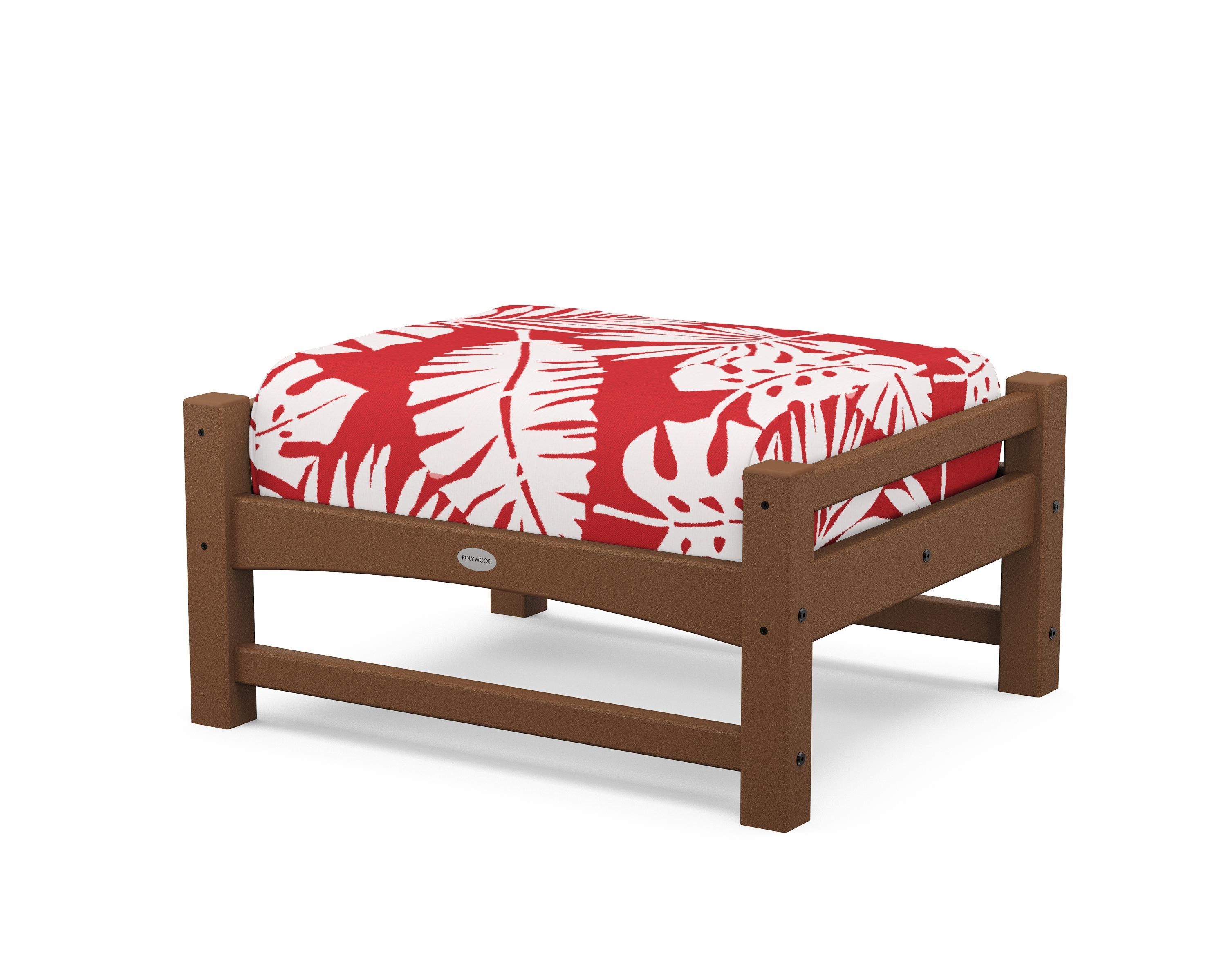 POLYWOOD® Club Ottoman in Teak / Leaf Crimson