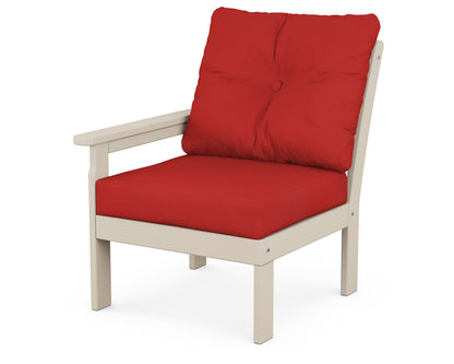 POLYWOOD® Vineyard Modular Left Arm Chair in Sand / Crimson Linen