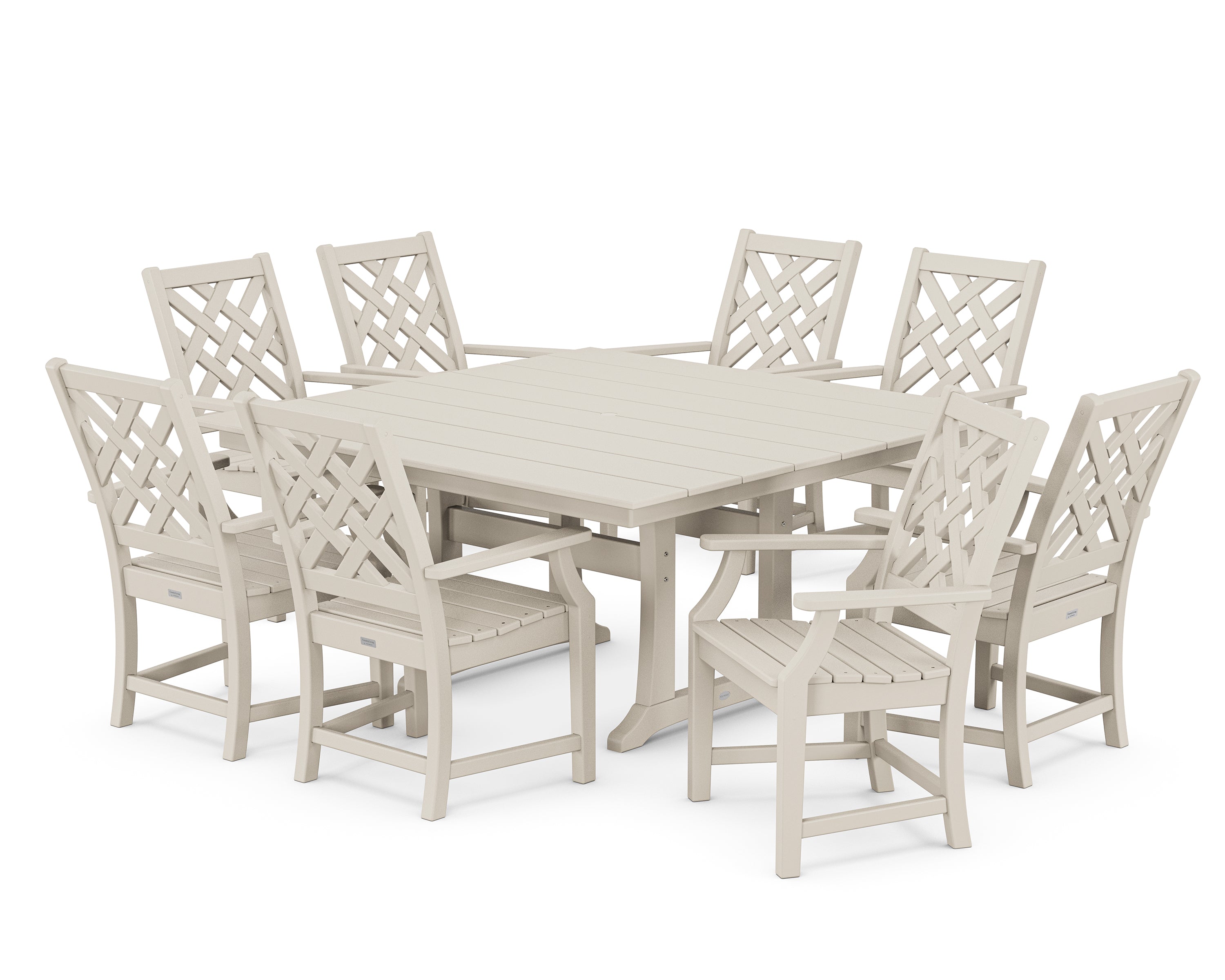 Country Living Wovendale 9-Piece Square Farmhouse Dining Set with Trestle Legs in Sand