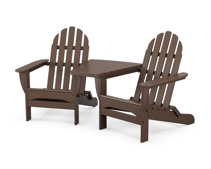 POLYWOOD® Classic Folding Adirondacks with Angled Connecting Table in Mahogany