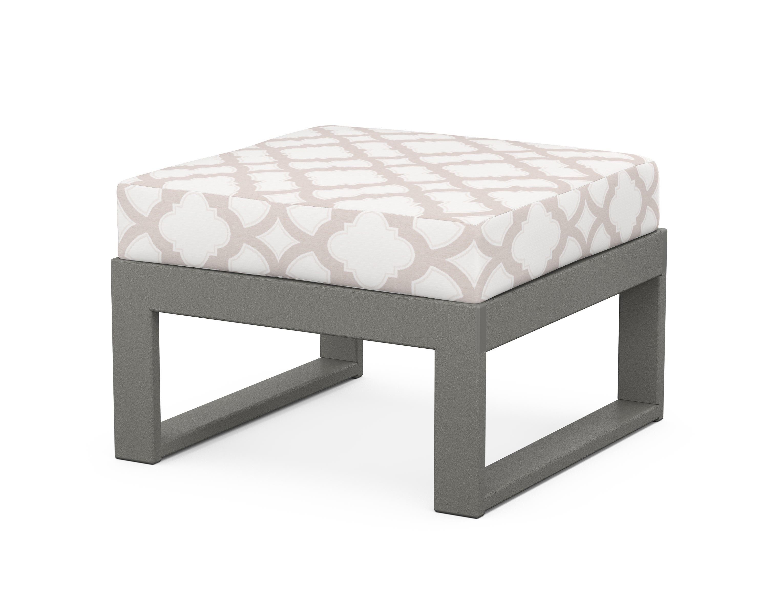 Unbranded Modular Ottoman - Modern in Slate Grey / Trellis Dune Burlap