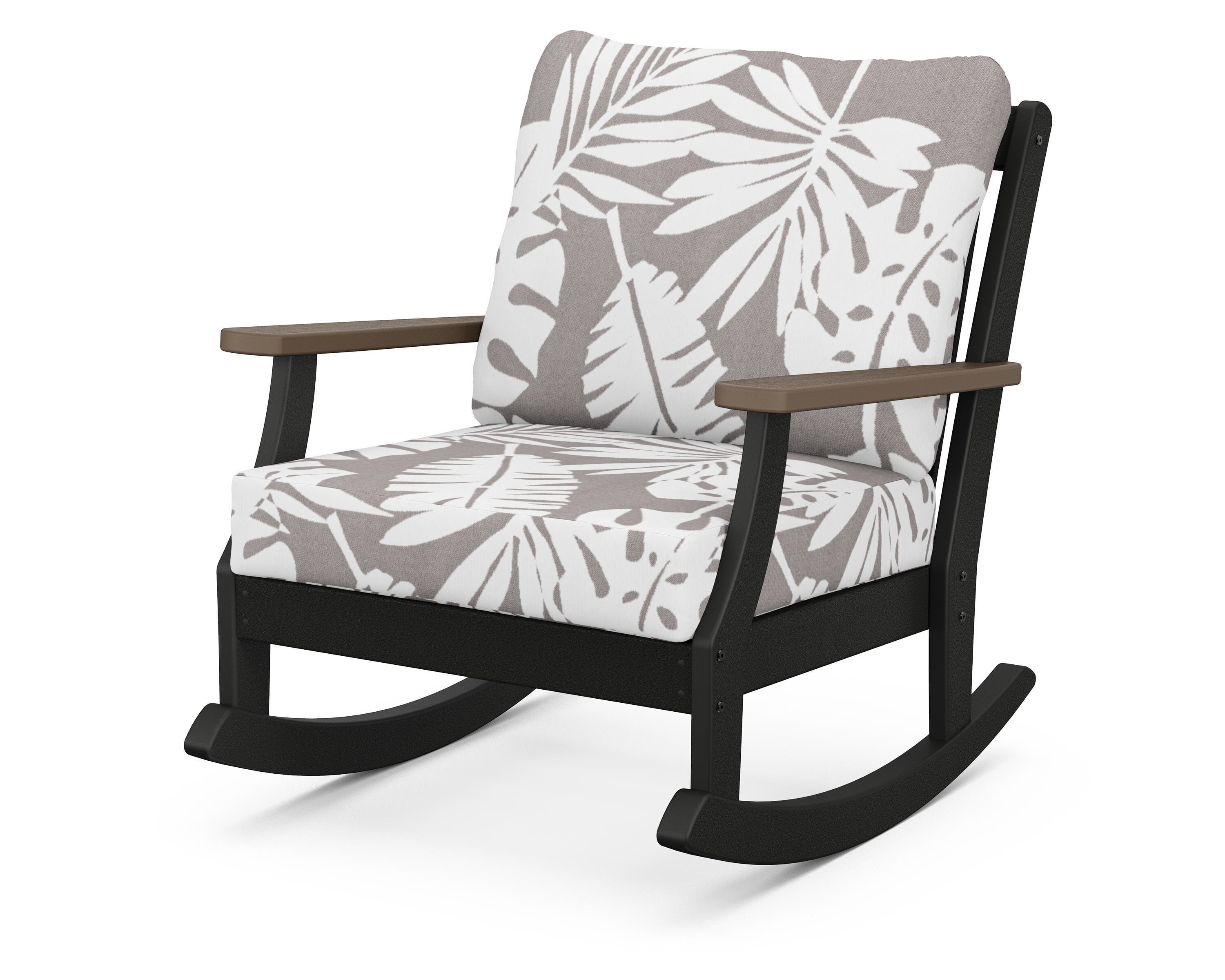 POLYWOOD® Braxton Deep Seating Rocking Chair in Black / Kona / Leaf Grey Mist