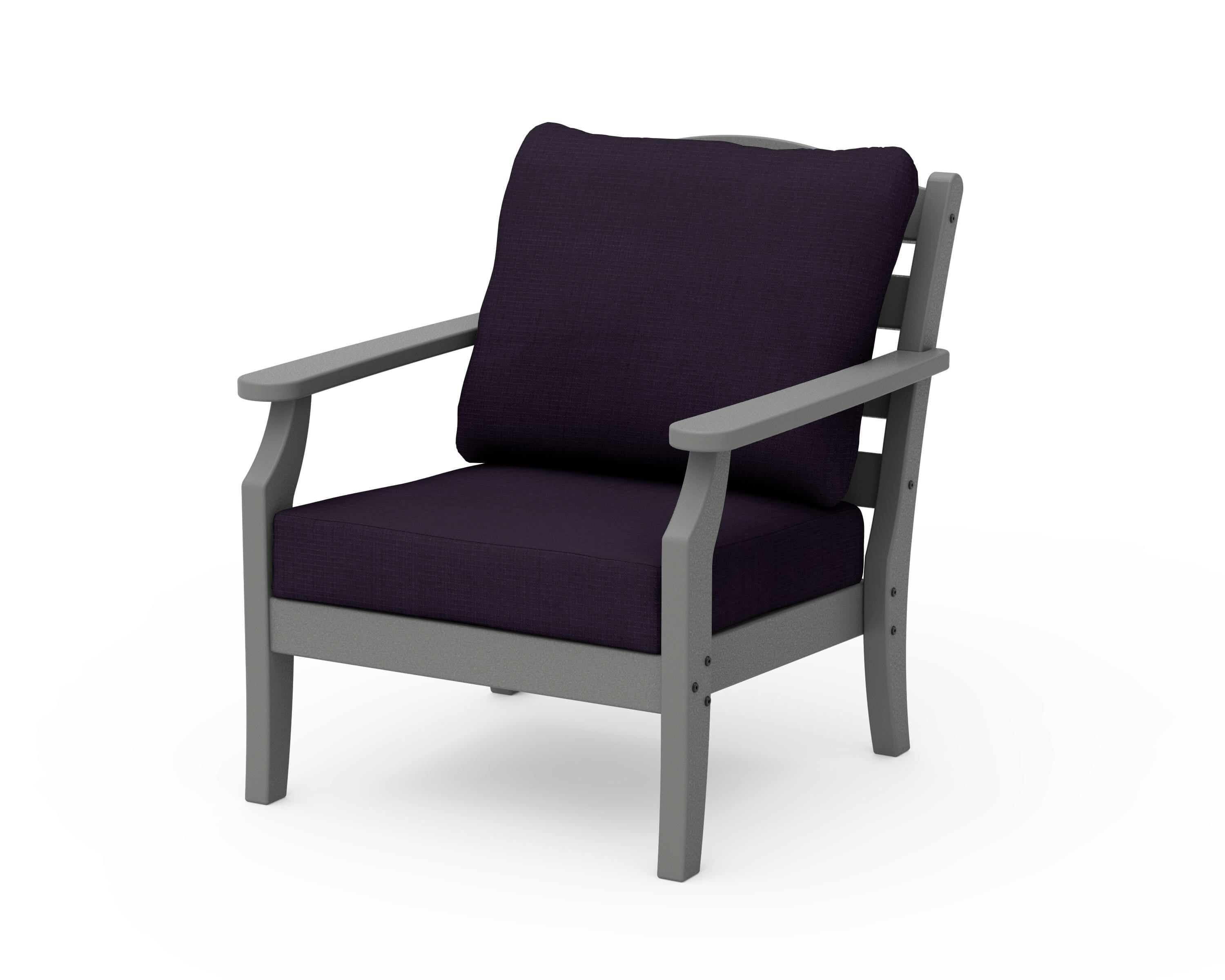Draper James™ by  POLYWOOD® Savannah Deep Seating Chair in Slate Grey / Navy Linen