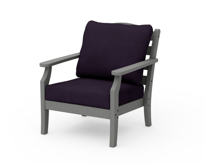 Draper James™ by  POLYWOOD® Savannah Deep Seating Chair in Slate Grey / Navy Linen