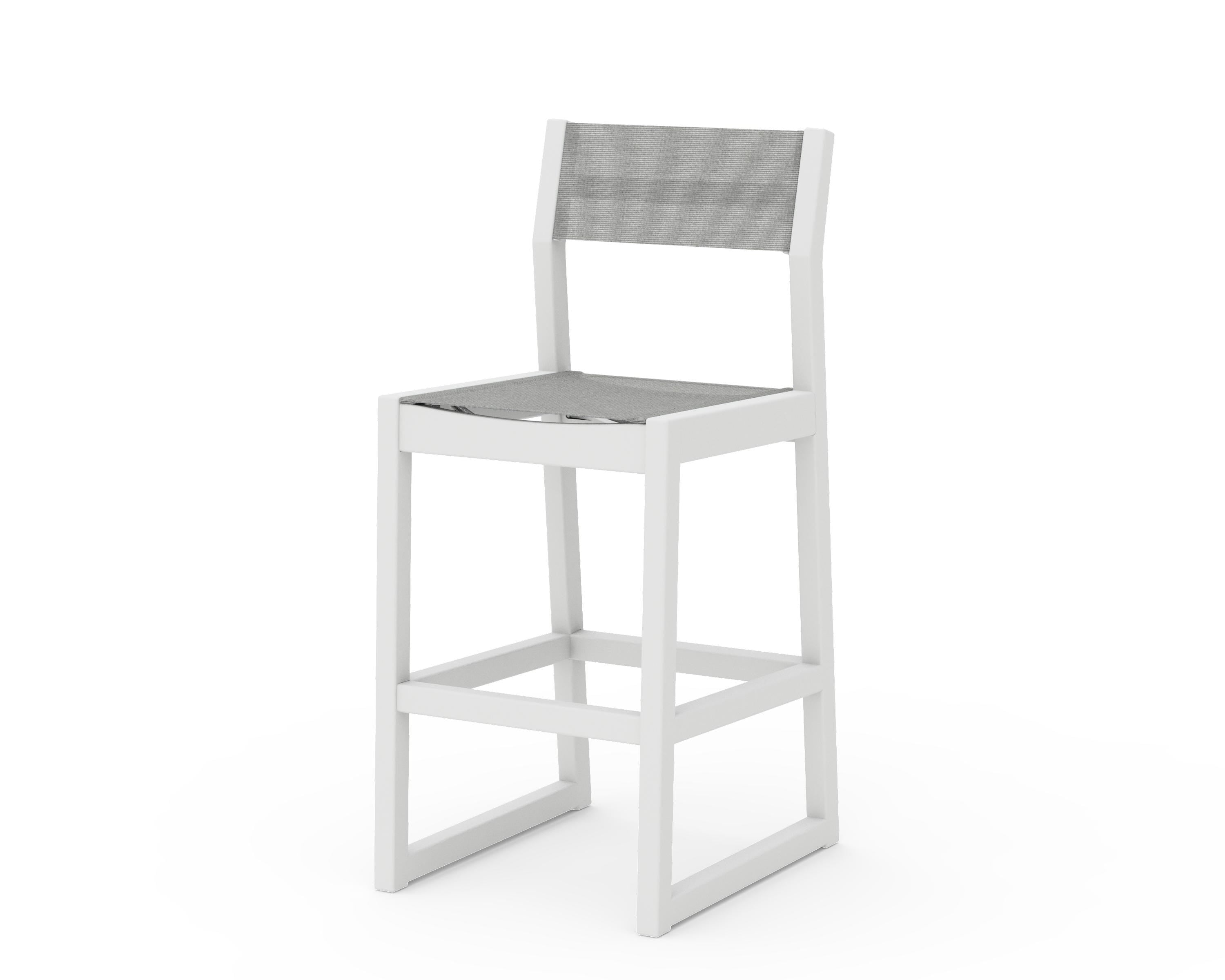 POLYWOOD® EDGE Sling Bar Side Chair in White / Metallic Sling