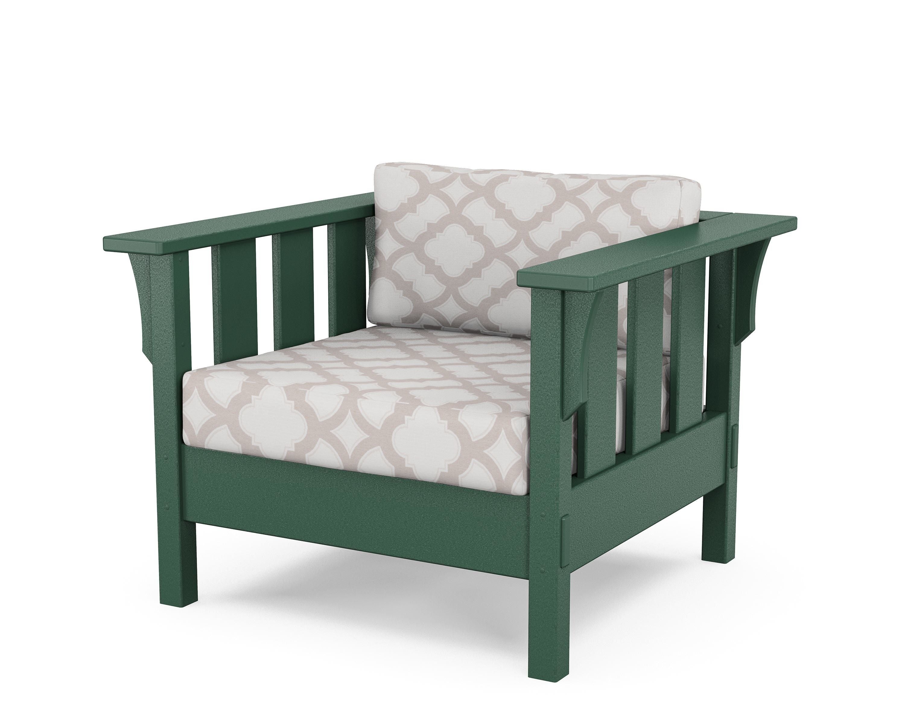 Martha Stewart by POLYWOOD® Acadia Deep Seating Chair in Green / Trellis Dune Burlap