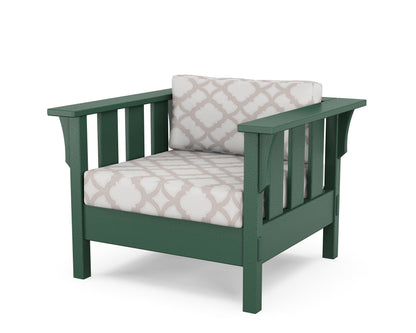 Martha Stewart by POLYWOOD® Acadia Deep Seating Chair in Green / Trellis Dune Burlap