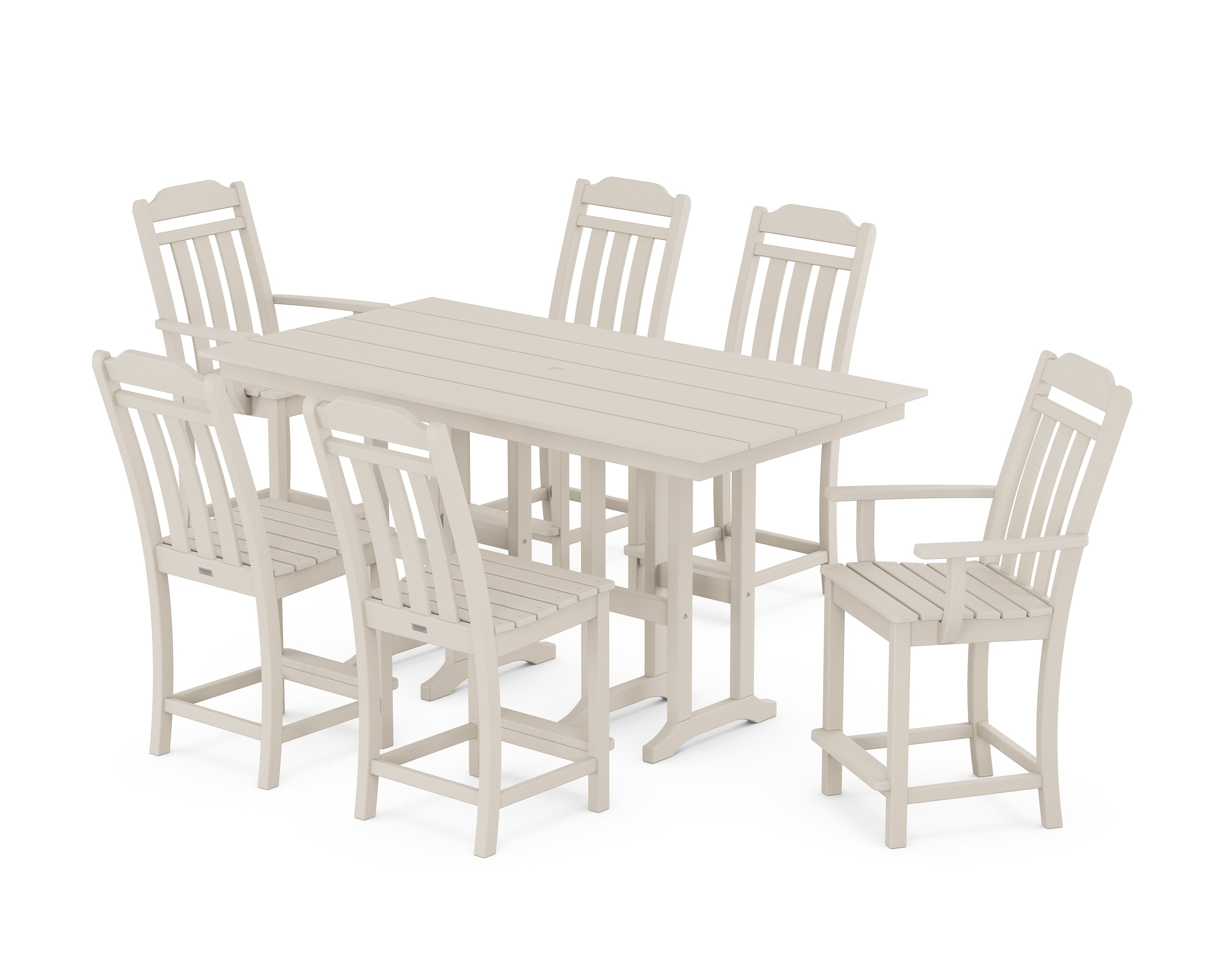 Country Living Cottage 7-Piece Farmhouse Counter Set in Sand