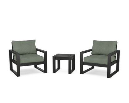 POLYWOOD® EDGE Sectional 3-Piece Deep Seating Set in Black / Cast Sage