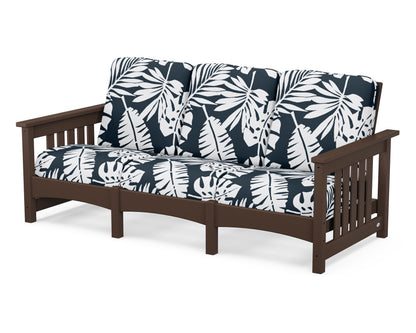 POLYWOOD® Club Mission Sofa in Mahogany / Leaf Marine Indigo