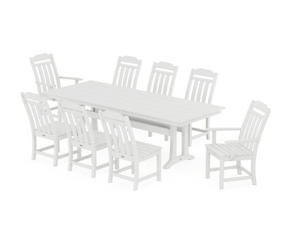 Country Living Cottage 9-Piece Farmhouse Dining Set with Trestle Legs in White