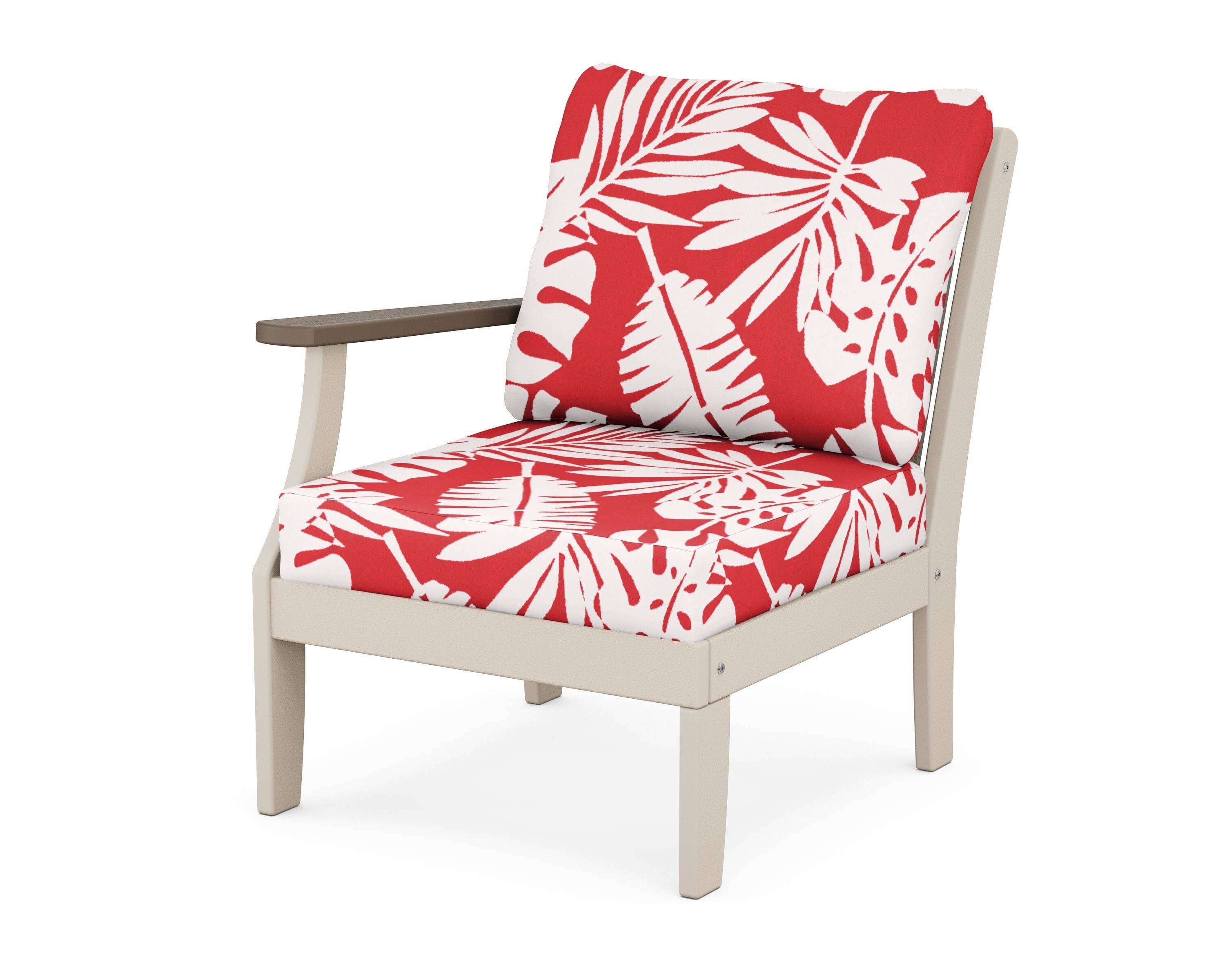 POLYWOOD® Braxton Modular Left Arm Chair in Sand / Kona / Leaf Crimson