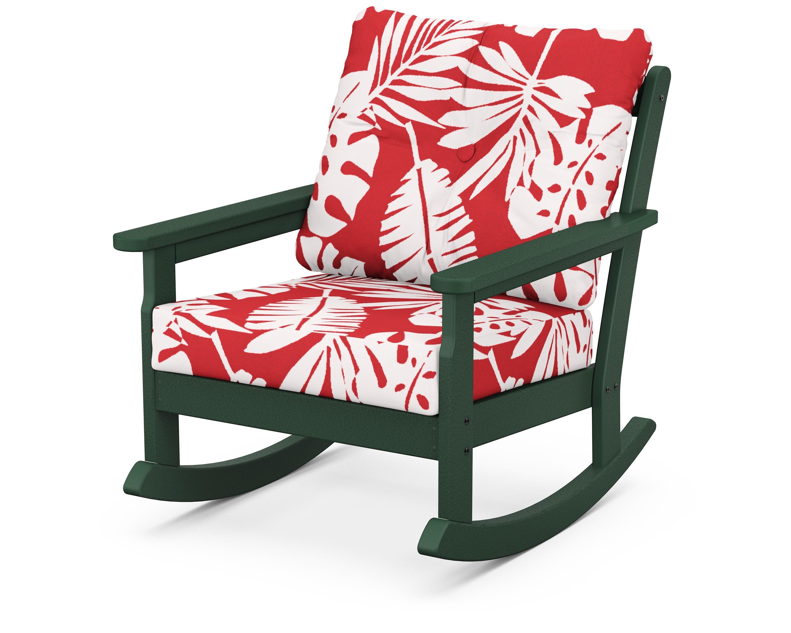POLYWOOD® Vineyard Deep Seating Rocking Chair in Green / Leaf Crimson