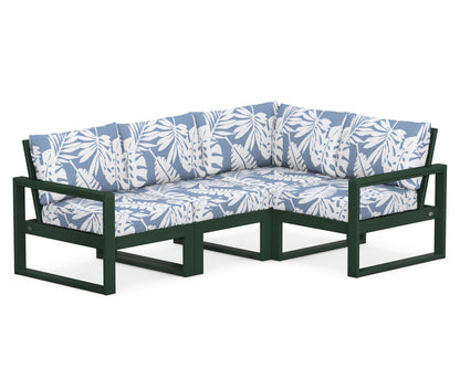 POLYWOOD® EDGE 4-Piece Modular Deep Seating Set in Green / Leaf Sky Blue
