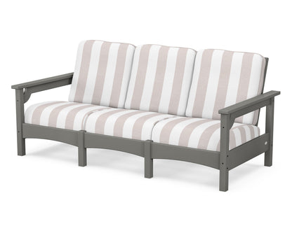 POLYWOOD® Club Sofa in Slate Grey / Cabana Stripe Dune Burlap