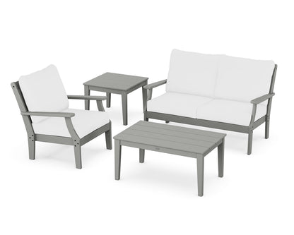 POLYWOOD® Braxton 4-Piece Deep Seating Set in Slate Grey / Natural