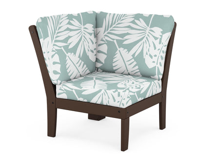 POLYWOOD® Braxton Modular Corner Chair in Mahogany / Leaf Glacier Spa