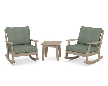 POLYWOOD® Braxton 3-Piece Deep Seating Rocker Set in Vintage Sahara / Cast Sage