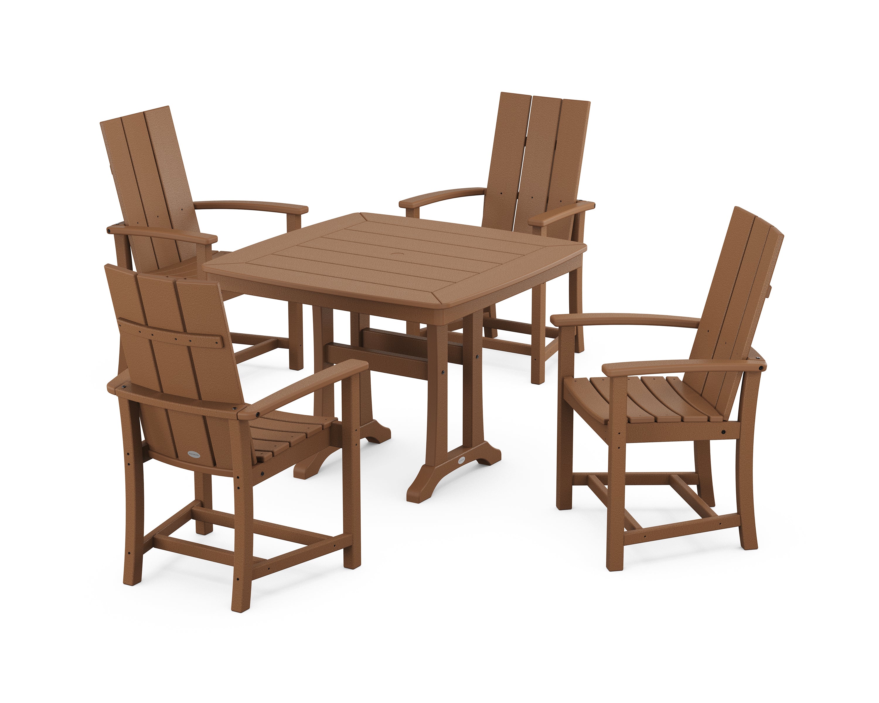 POLYWOOD® Modern Adirondack 5-Piece Dining Set with Trestle Legs in Teak