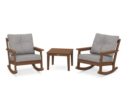 POLYWOOD® Vineyard 3-Piece Deep Seating Rocker Set in Teak / Grey Mist