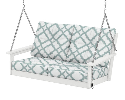 POLYWOOD® Vineyard Deep Seating Swing in White / Trellis Glacier Spa