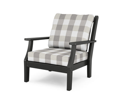 Country Living Wovendale Deep Seating Chair in Black / Buffalo Plaid Grey Mist