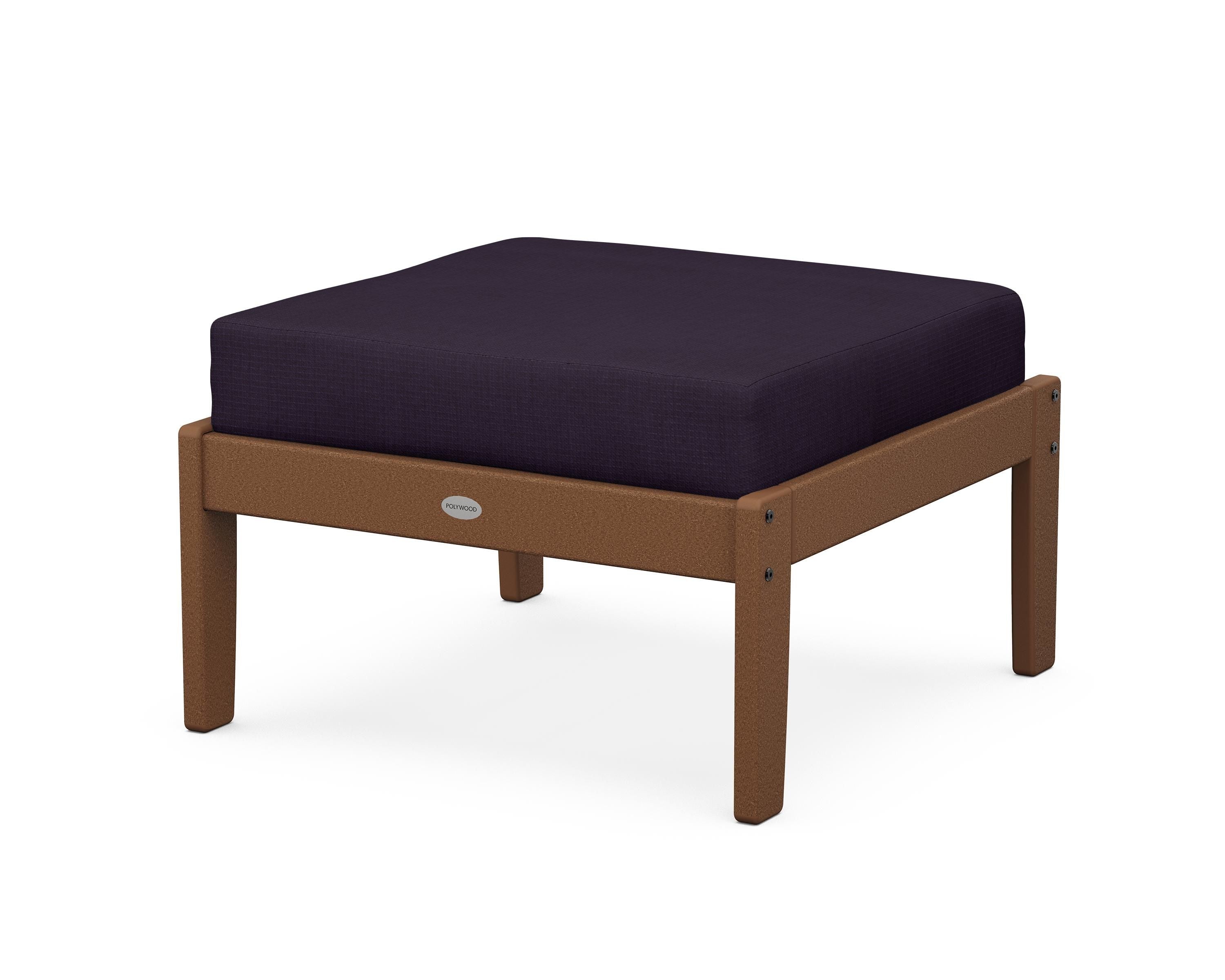 POLYWOOD® Braxton Deep Seating Ottoman in Teak / Navy Linen