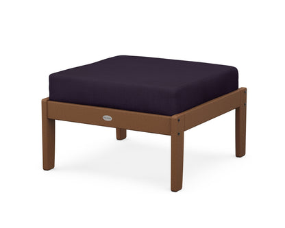 POLYWOOD® Braxton Deep Seating Ottoman in Teak / Navy Linen