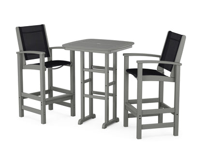 POLYWOOD® Coastal 3-Piece Bar Set in Slate Grey / Black Sling