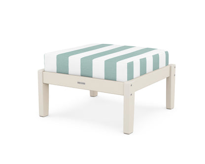 Martha Stewart by POLYWOOD® Chinoiserie Deep Seating Ottoman in Sand / Cabana Stripe Glacier Spa