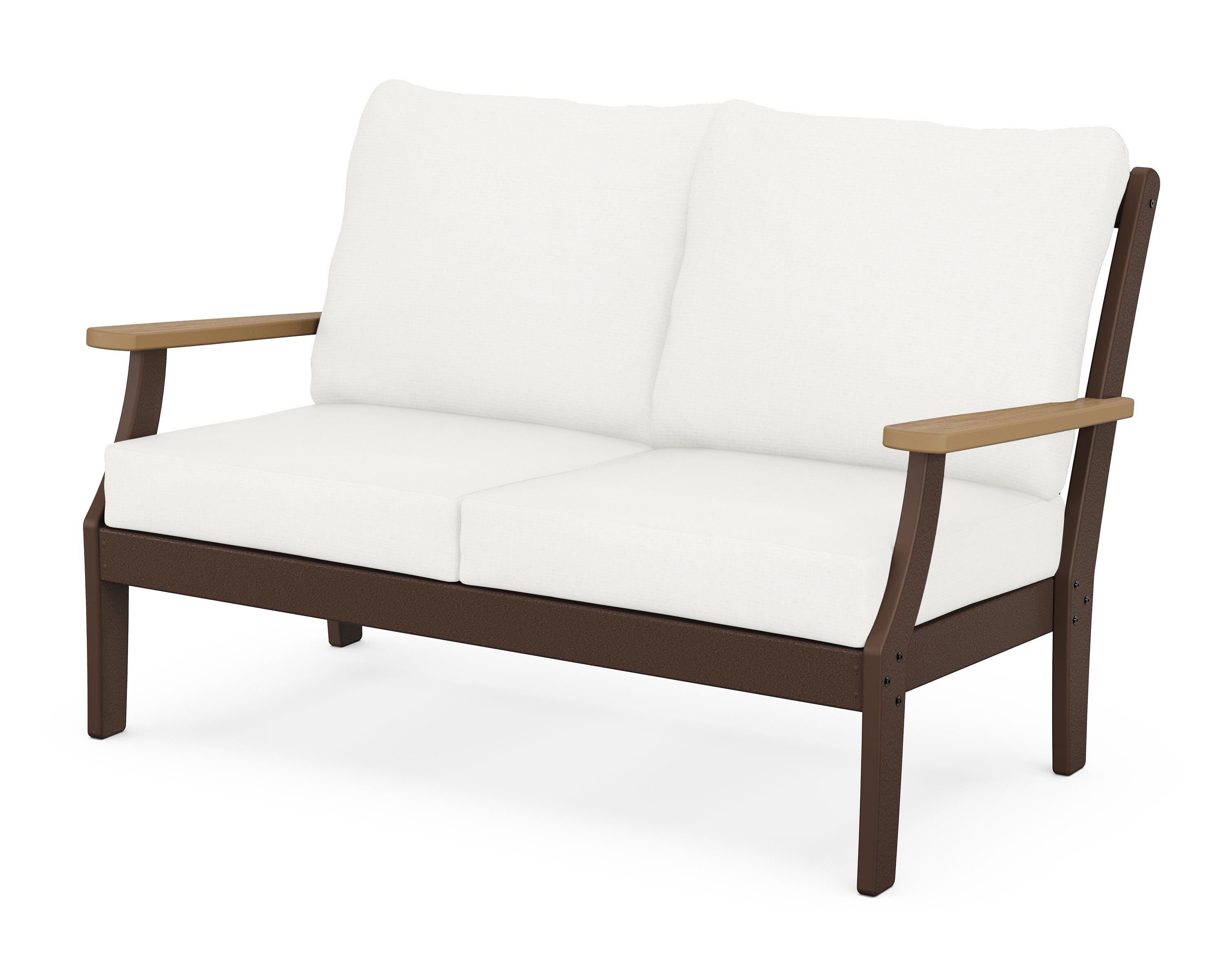 POLYWOOD® Braxton Deep Seating Loveseat in Mahogany / Natural / Natural Linen