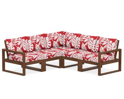 POLYWOOD® EDGE 5-Piece Modular Deep Seating Set in Teak / Leaf Crimson