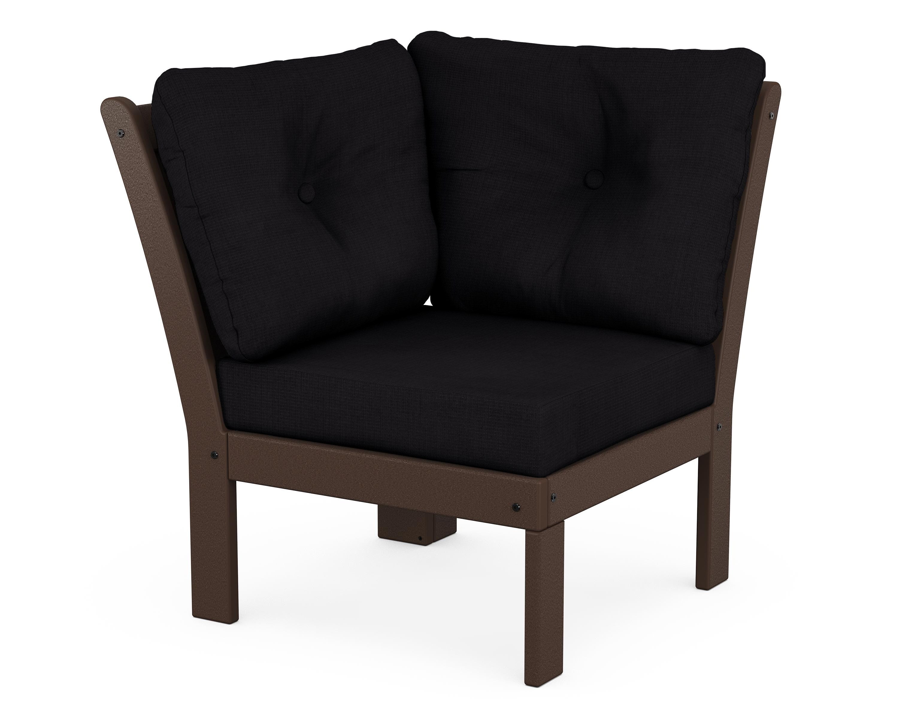 POLYWOOD® Vineyard Modular Corner Chair in Mahogany / Midnight Linen