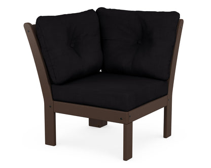 POLYWOOD® Vineyard Modular Corner Chair in Mahogany / Midnight Linen