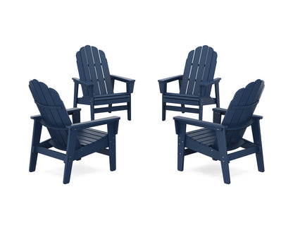 POLYWOOD® 4-Piece Vineyard Grand Upright Adirondack Chair Conversation Set in Navy