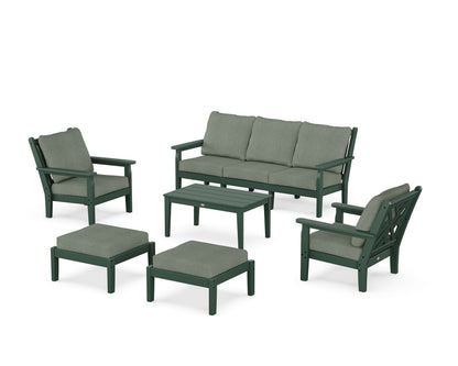 POLYWOOD® Chippendale 6-Piece Lounge Sofa Set in Green / Cast Sage