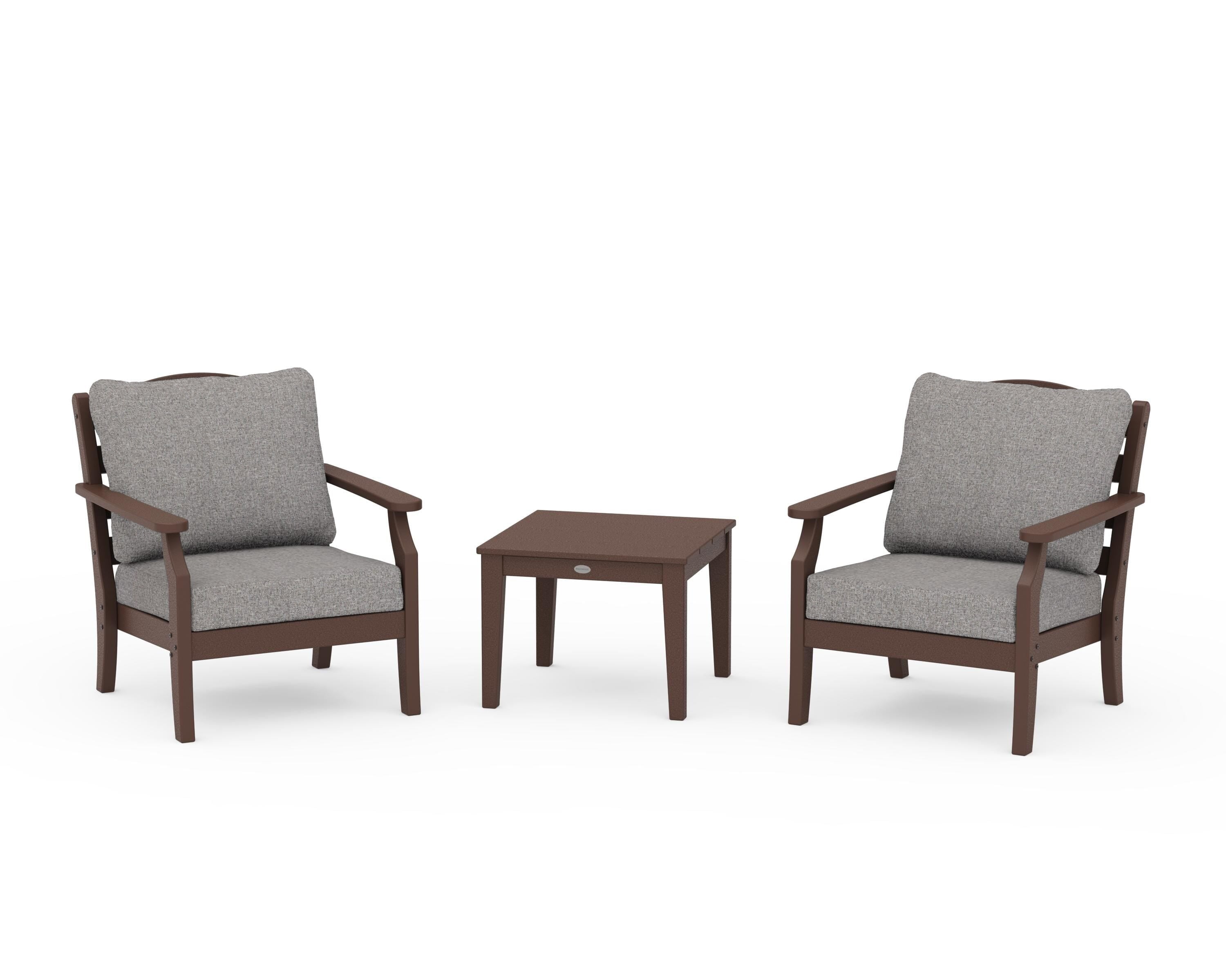 Draper James™ by  POLYWOOD® Savannah 3-Piece Deep Seating Set in Mahogany / Grey Mist